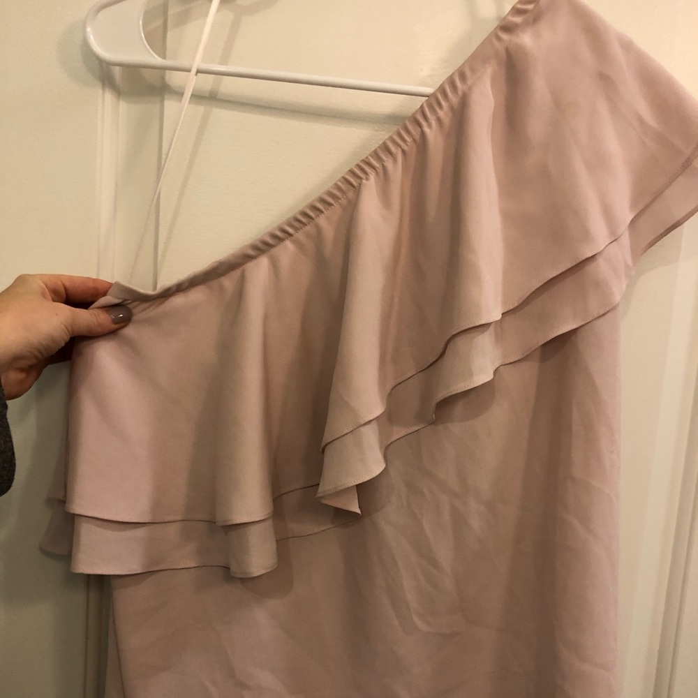 One shoulder ruffle blouse